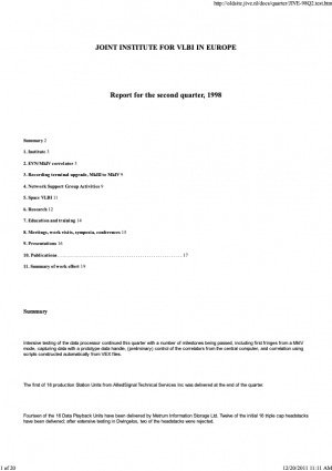 JIVE 1998 Q2 Report
